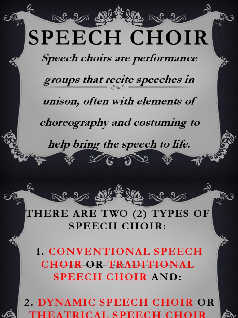 Types and Elements of Speech Choirs | PDF | Choir | Performing Arts