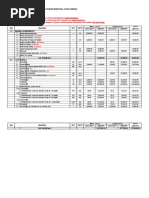 Sample Only Proposed Basketball Court - Cost Estimate