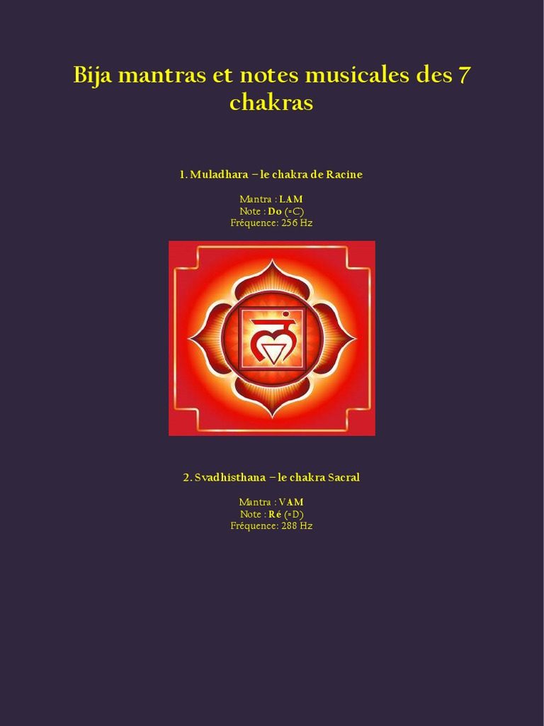 Bija Mantras et Notes des 7 Chakras | PDF