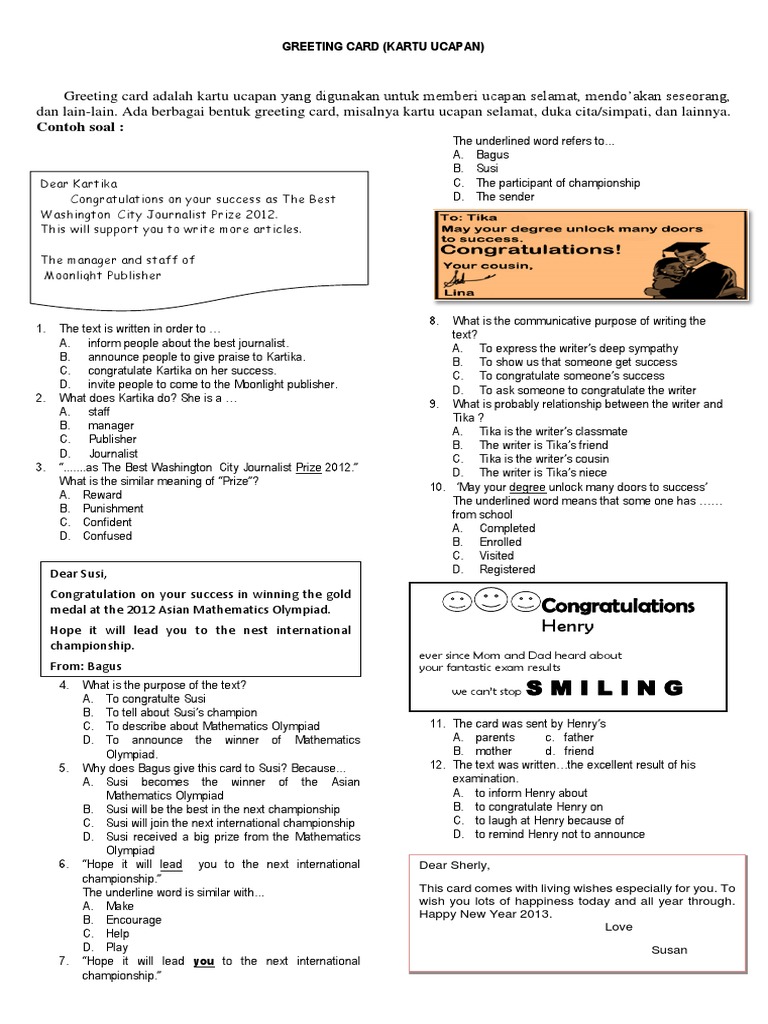 Soal Text Greeting Card Pdf
