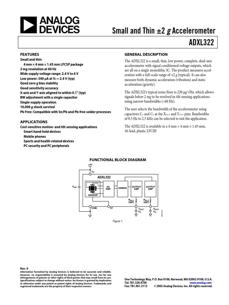 Accelerometer Datasheet ADXL322 PDF | PDF | Electrostatic Discharge ...
