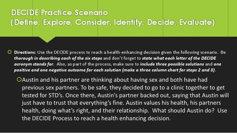 Health Decision-Making Scenario | PDF | Self-Improvement | Lifestyle