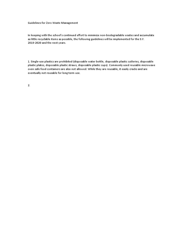 Zero Waste Management Guidelines | PDF