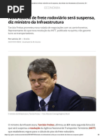 Nova Tabela de Frete Rodoviário Será Suspensa, Diz Ministro Da Infraestrutura _ Economia _ G1