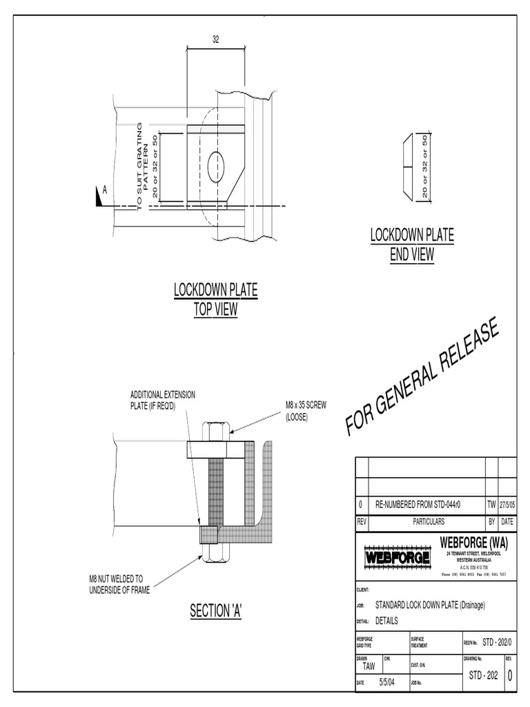 Standard Lock Down Plate Drawing | PDF | Joining | Metalworking