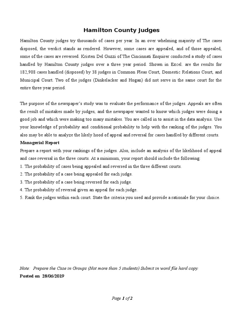 Hamilton County Judges Performance Analysis | PDF