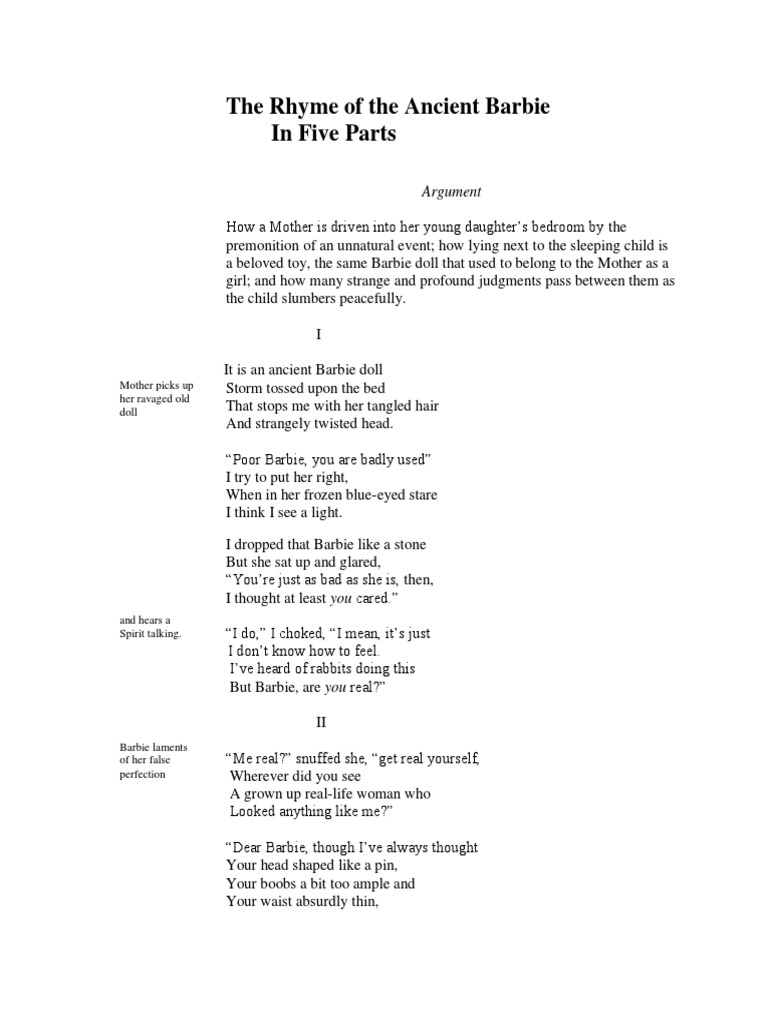 The Rhyme of The Ancient Barbie in Five Parts | PDF | Barbie