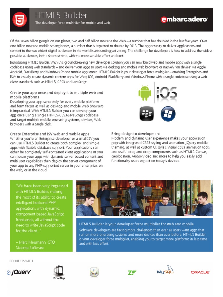Html5 Data Sheet | PDF | Web Application | Mobile App