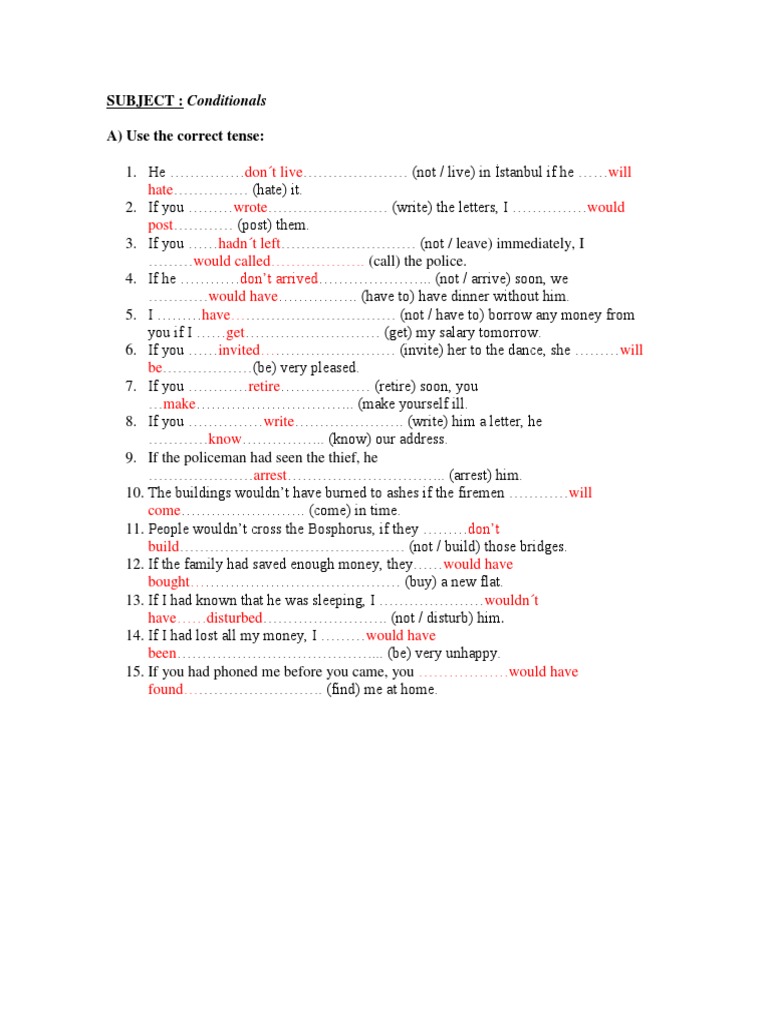 Conditional Sentences Exercises | PDF | Language Arts & Discipline