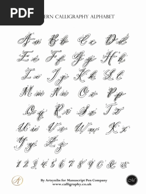Modern Calligraphy Alphabet by Artsynibs Manuscript