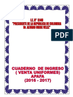 Caratula Cuaderno de Venta de Uniformes