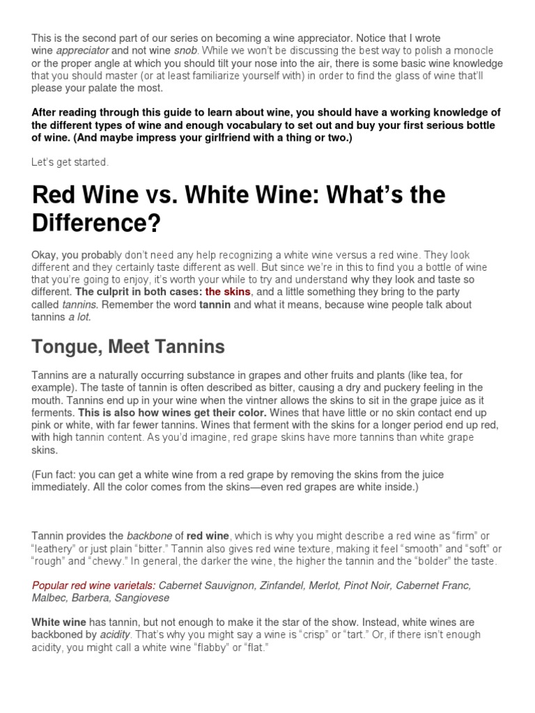 Red Wine vs. White Wine What's The Difference? Tongue, Meet Tannins