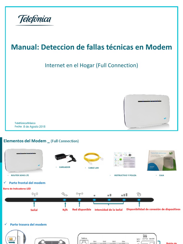Deteccion Fallas Modem MOVISTAR PDF Diodo emisor de luz Módem