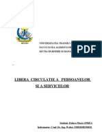 Libera Circulatie A Persoanelor Si A Serviciilor