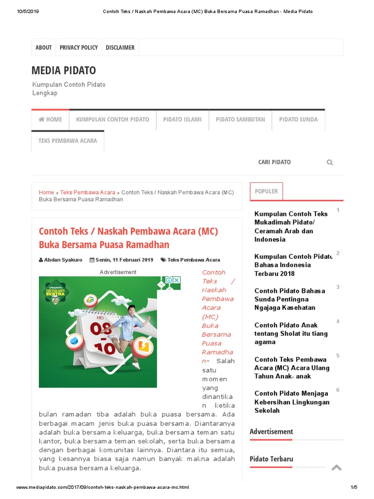 Mc Acara Maulid Bahasa Sunda Buku Sekolah
