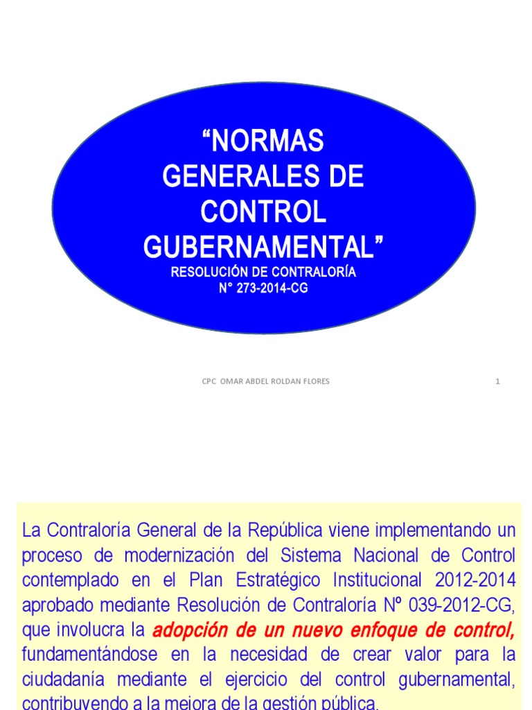 Normas Generales de Control Gubernamental | PDF | Planificación ...