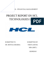 Project Report On HCL Technologies LTD.: Term Paper - Financial Management
