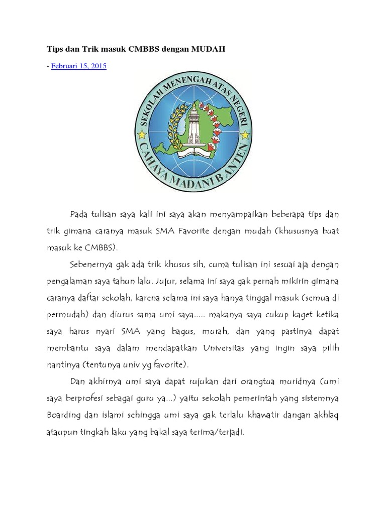 Tips Dan Trik Masuk Cmbbs Dengan Mudah Docx