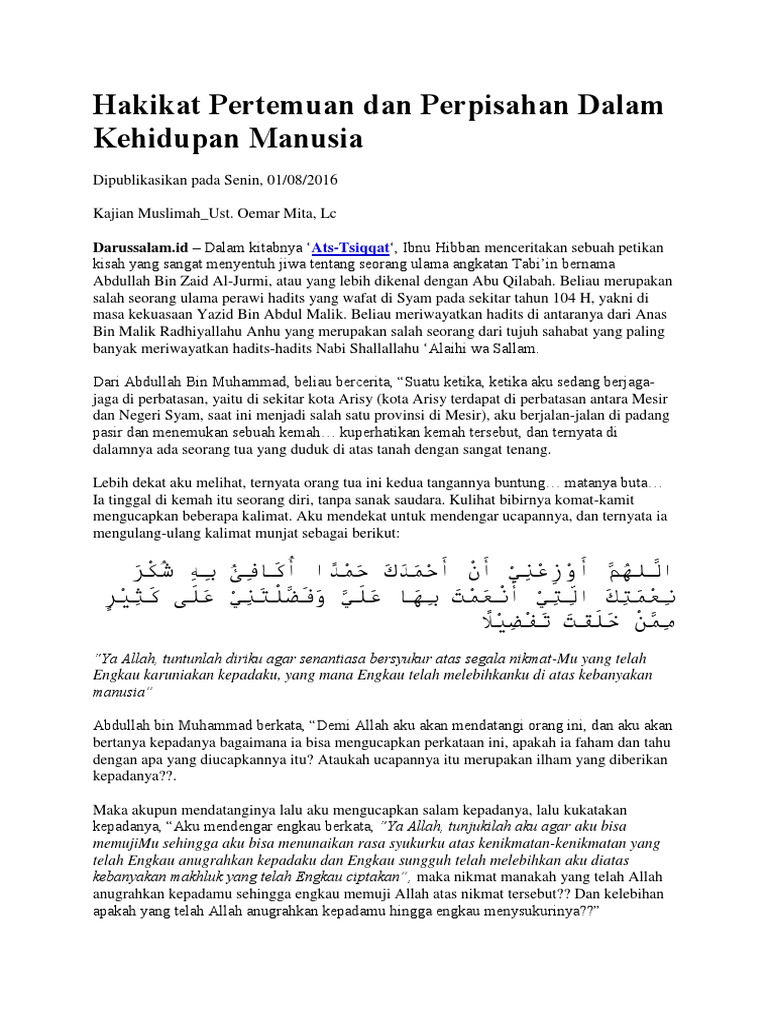Hakekat Pertemuan Dan Perpisahan