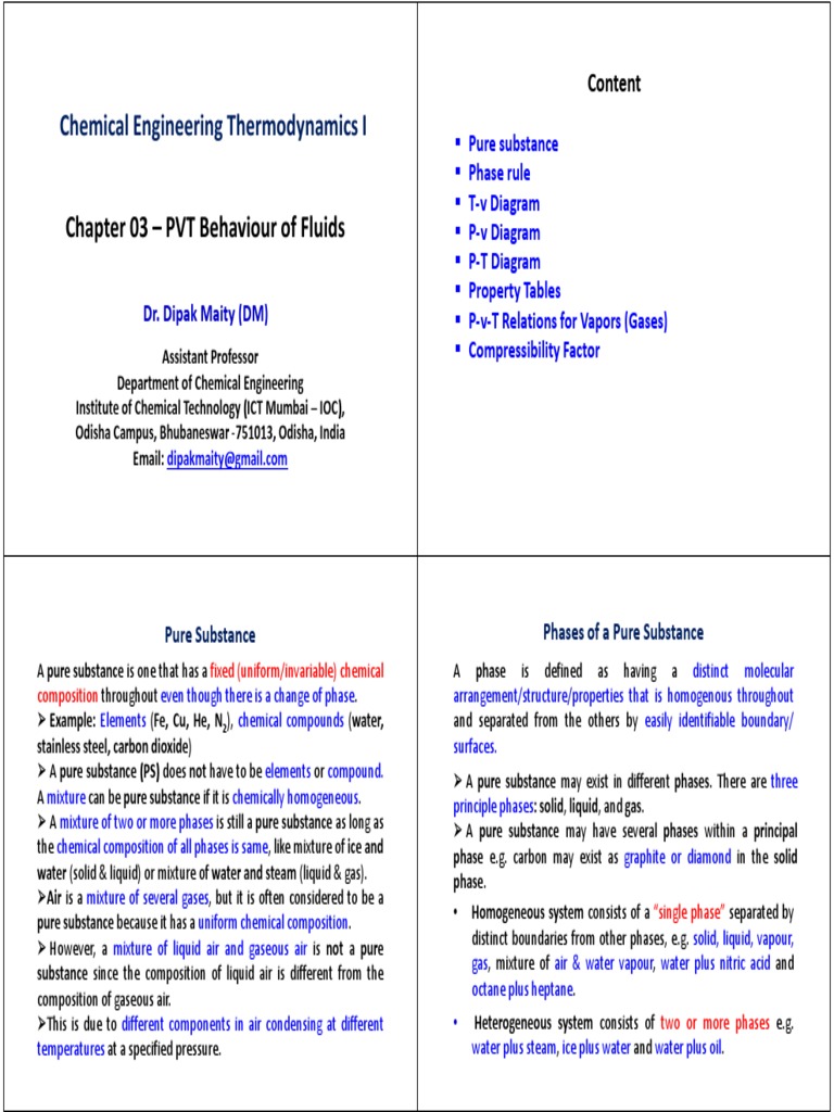 Chapter 03 Pvt Behaviour Of Fluids Phase Matter Gases