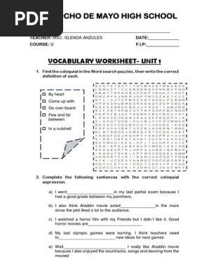 Vocabulary Worksheet