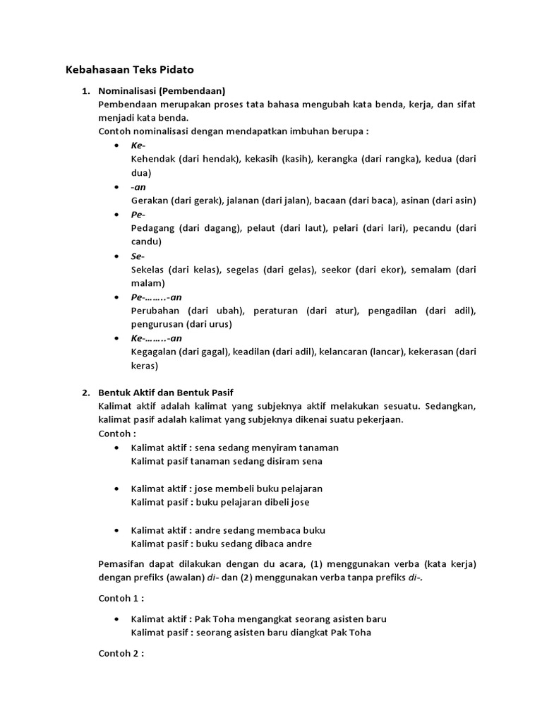 Kebahasaan Teks Pidato