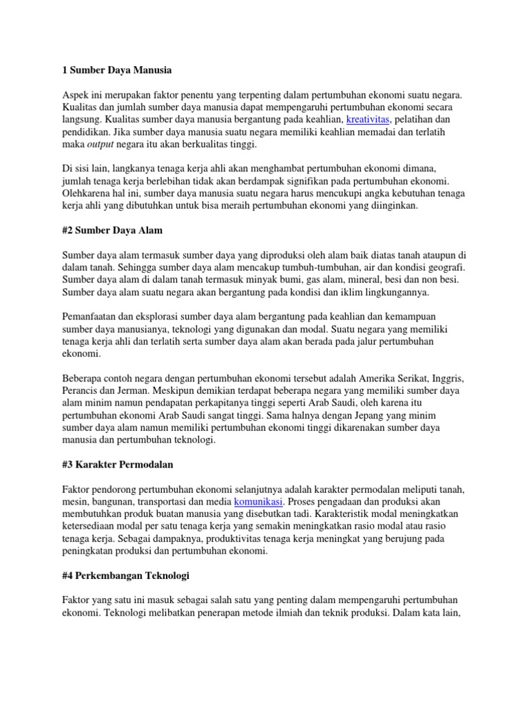 Faktor Pertumbuhan Ekonomi Pdf