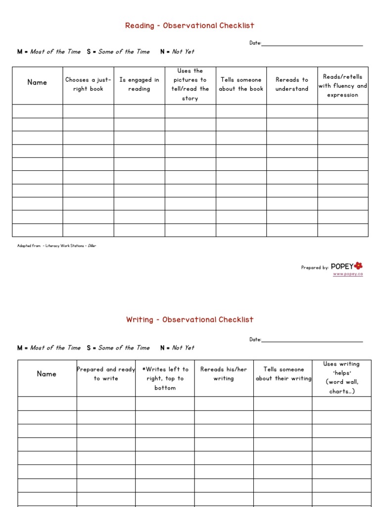 Observational Checklists | PDF | Fluency | Human Communication