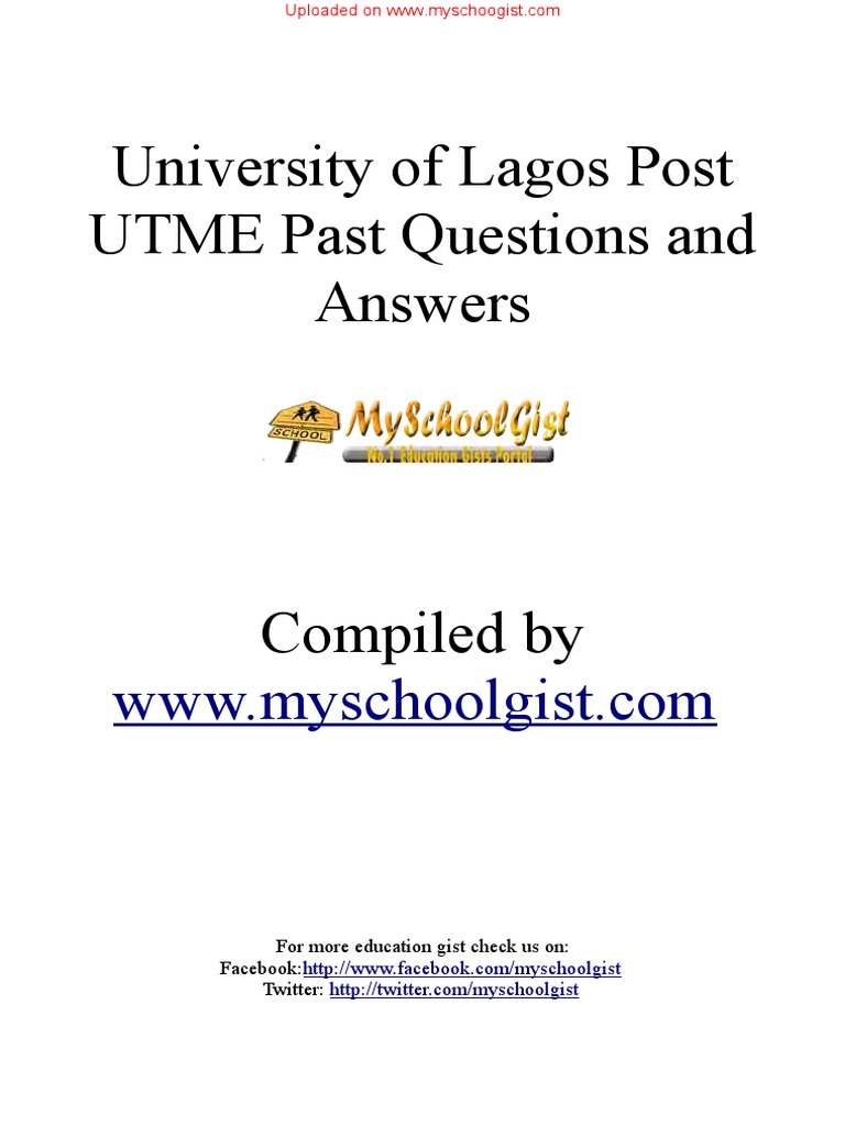 UNILAG Post UTME Past Questions PDF | PDF