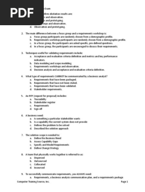 Business Analysis Practice Exam