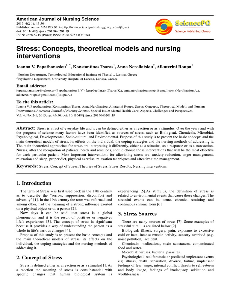 Stress Concepts and Nursing Interventions | PDF | Coping (Psychology ...