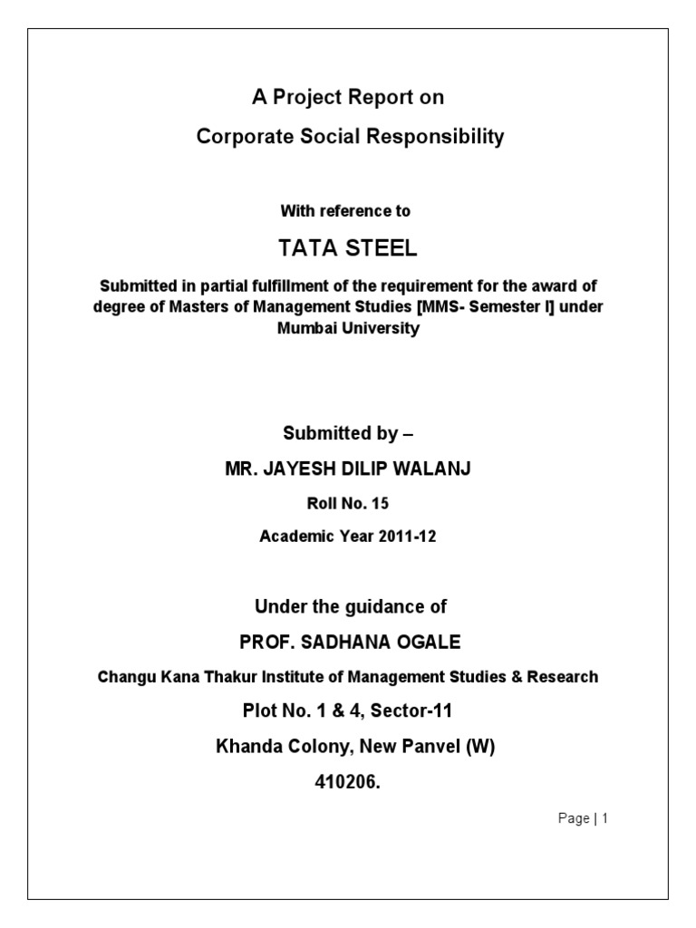 CSR Insights: TATA Steel Case Study | PDF | Corporate Social ...