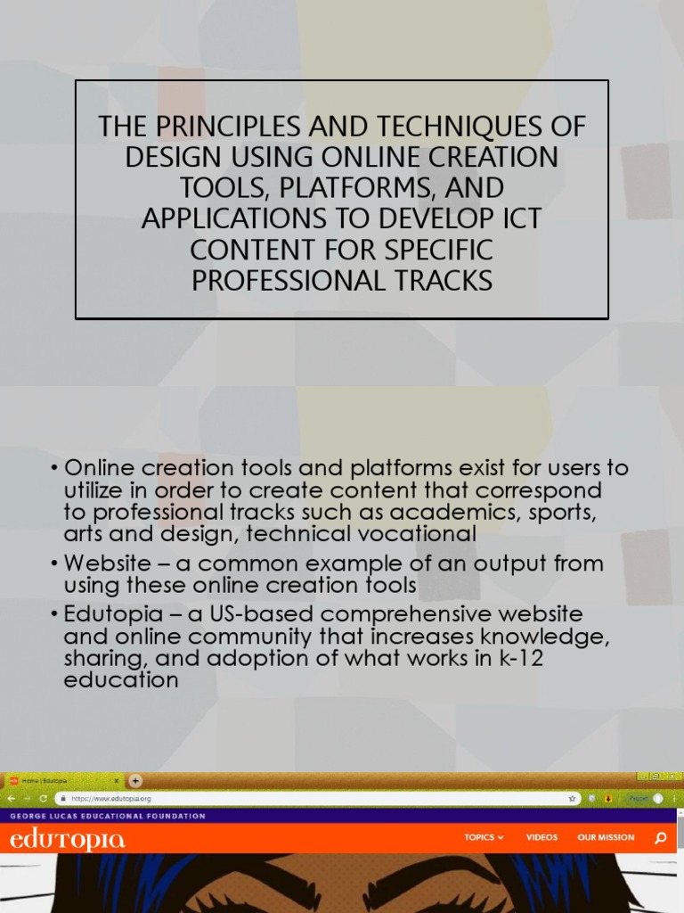 The Principles and Techniques of Design Using Online Creation Tools