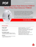 Fixed Temperature Heat Detector FD8010 Rate of Rise Heat Detector FD8020