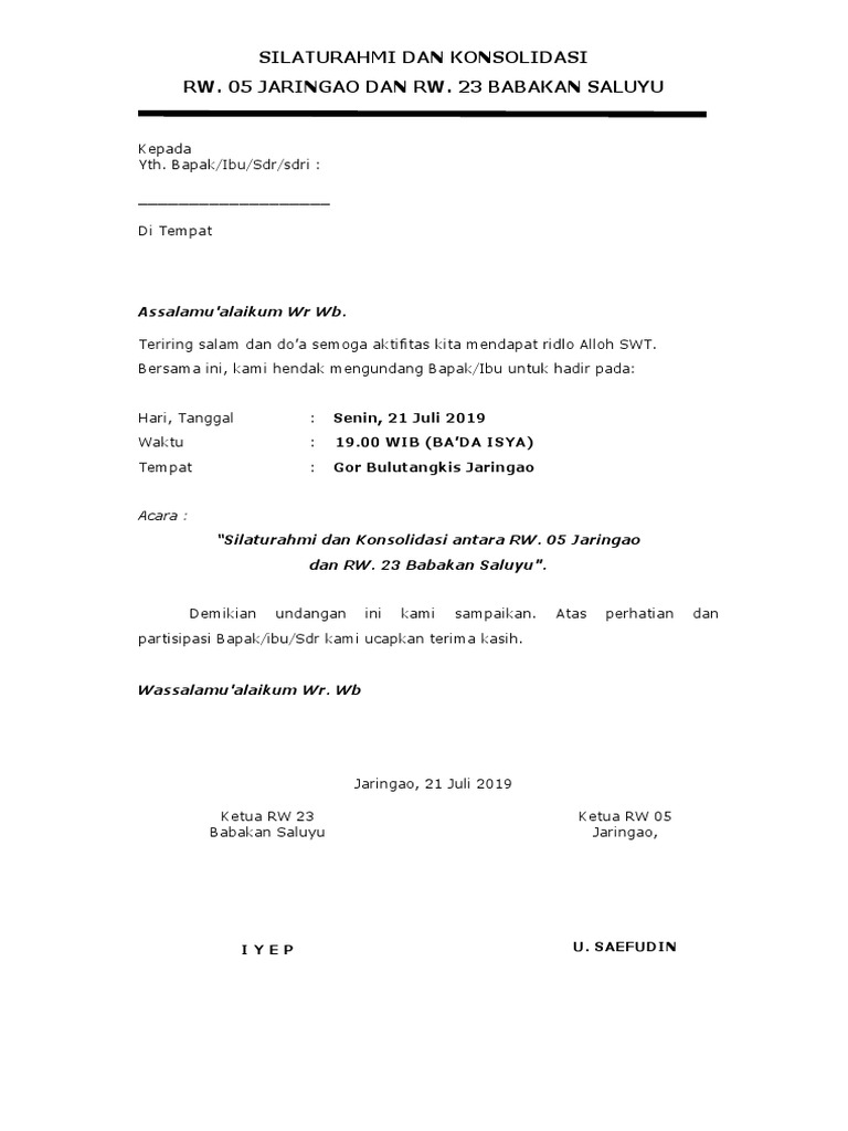 Surat Undangan Konsolidasi