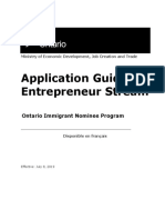 Application Guide: Entrepreneur Stream: Ontario Immigrant Nominee Program