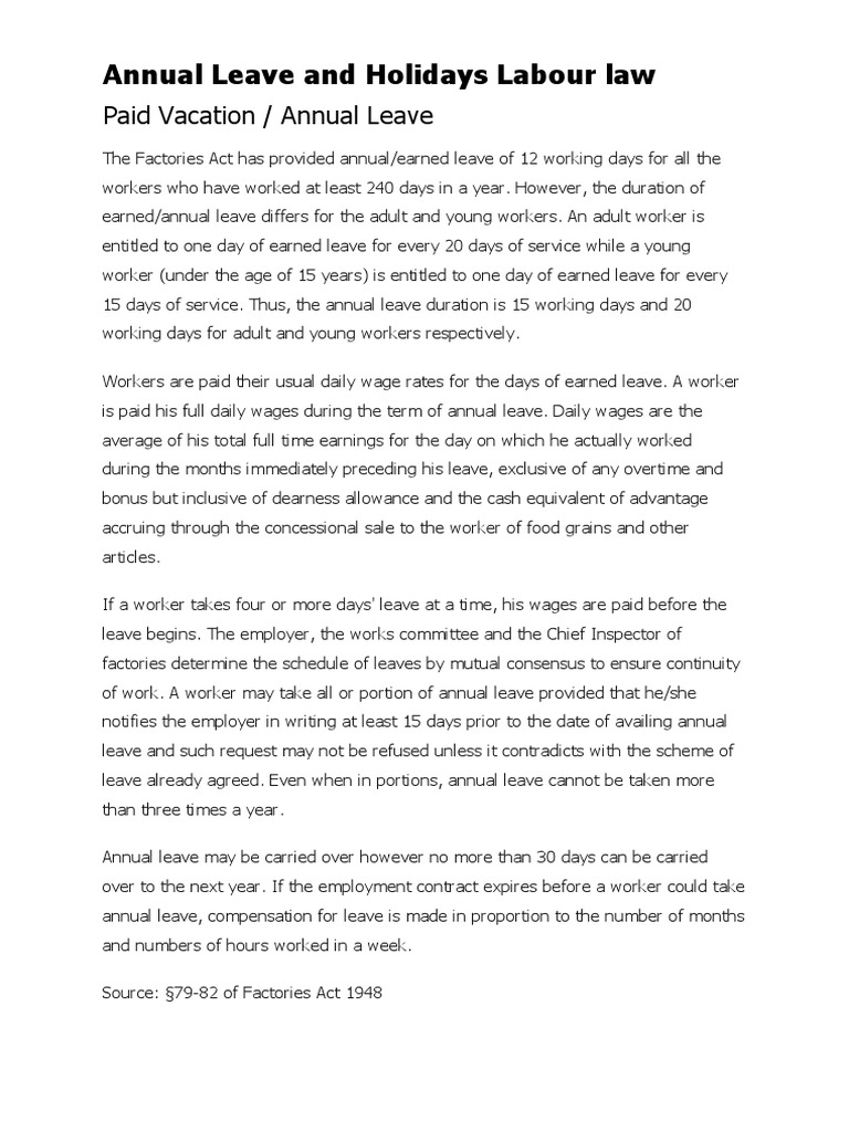 Labour Law Annual Leave Malaysia