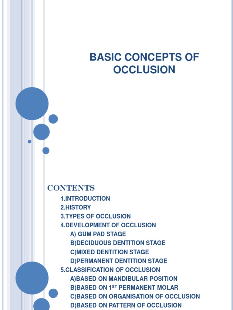 Basic Concepts of Occlusion Explained | PDF | Tooth | Dentistry Branches