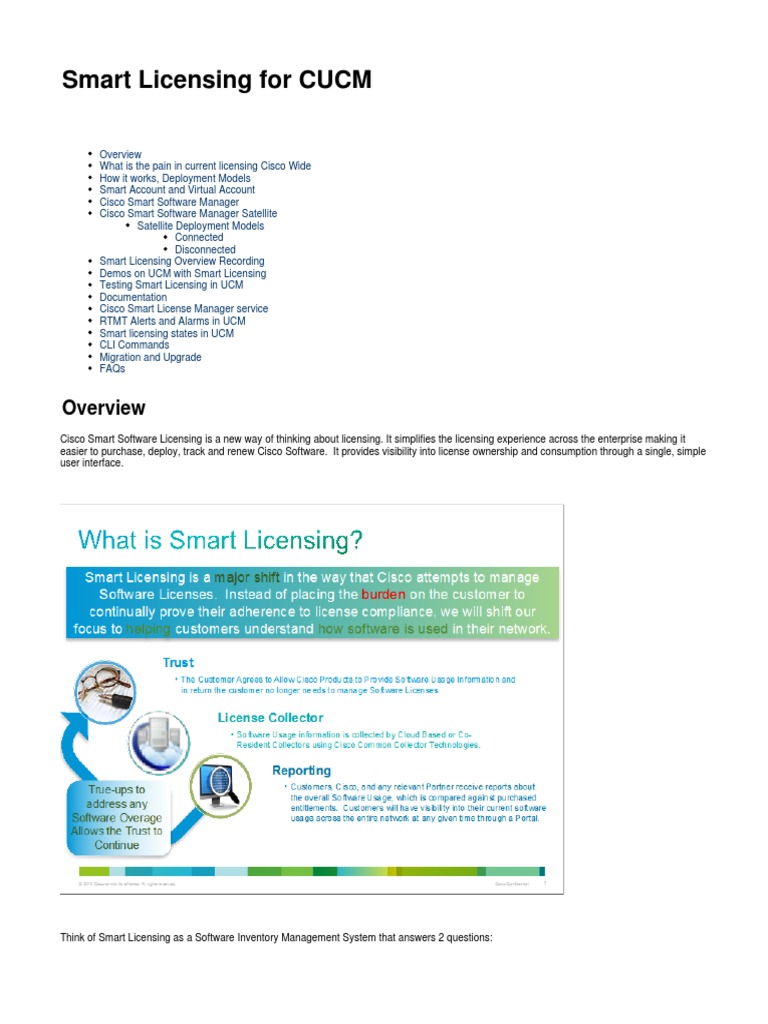 CUCM Smart Licensing Overview | PDF | Cisco Systems | Computer Network