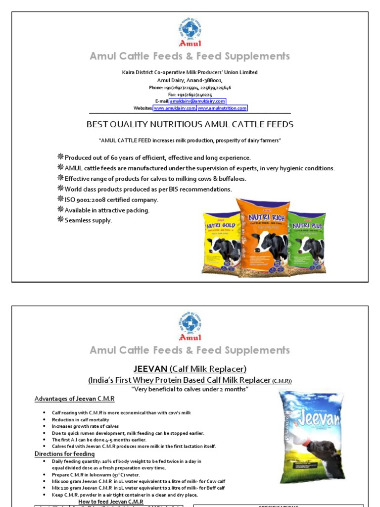 Amul Cattle Feed PDF Milk Dietary Supplements