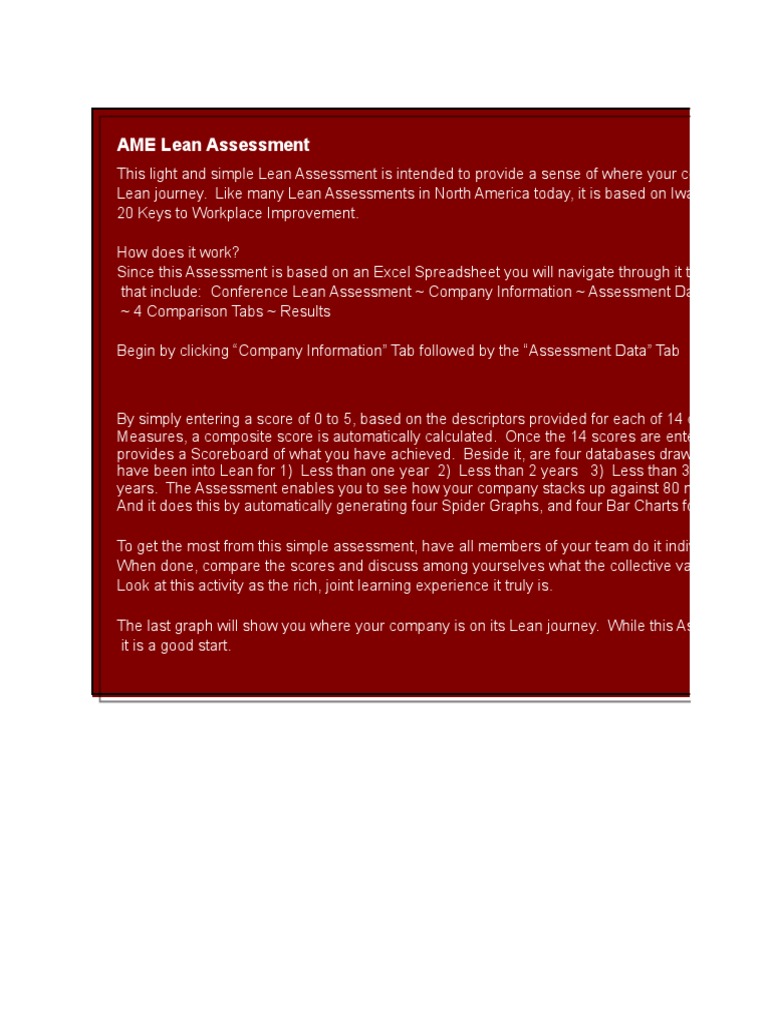 AME Lean Assessment Overview | PDF | Lean Manufacturing | Supply Chain