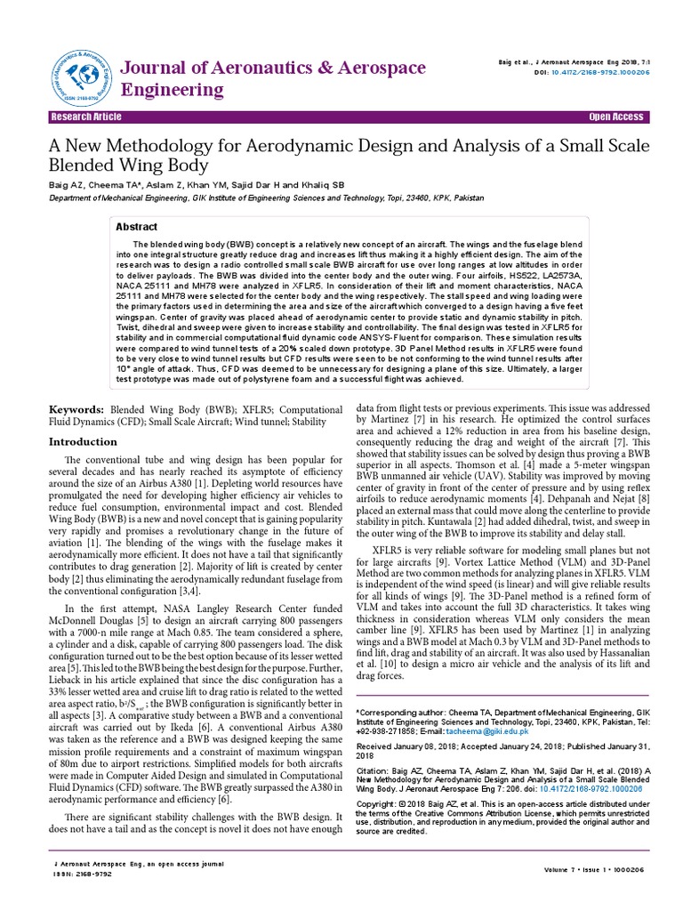 A New Methodology For Aerodynamic Design and Analysis of A Small ...
