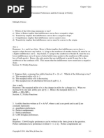 Besanko & Braeutigam - Microeconomics, 4 Ed. Chapter 3 Quiz: X, y X y