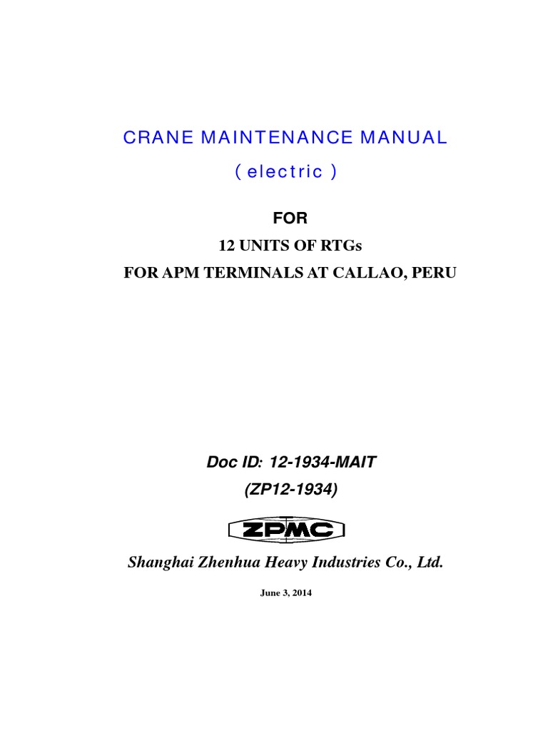 RTG Crane Maintenance Manual for APM | PDF | Transformer | Electric Motor