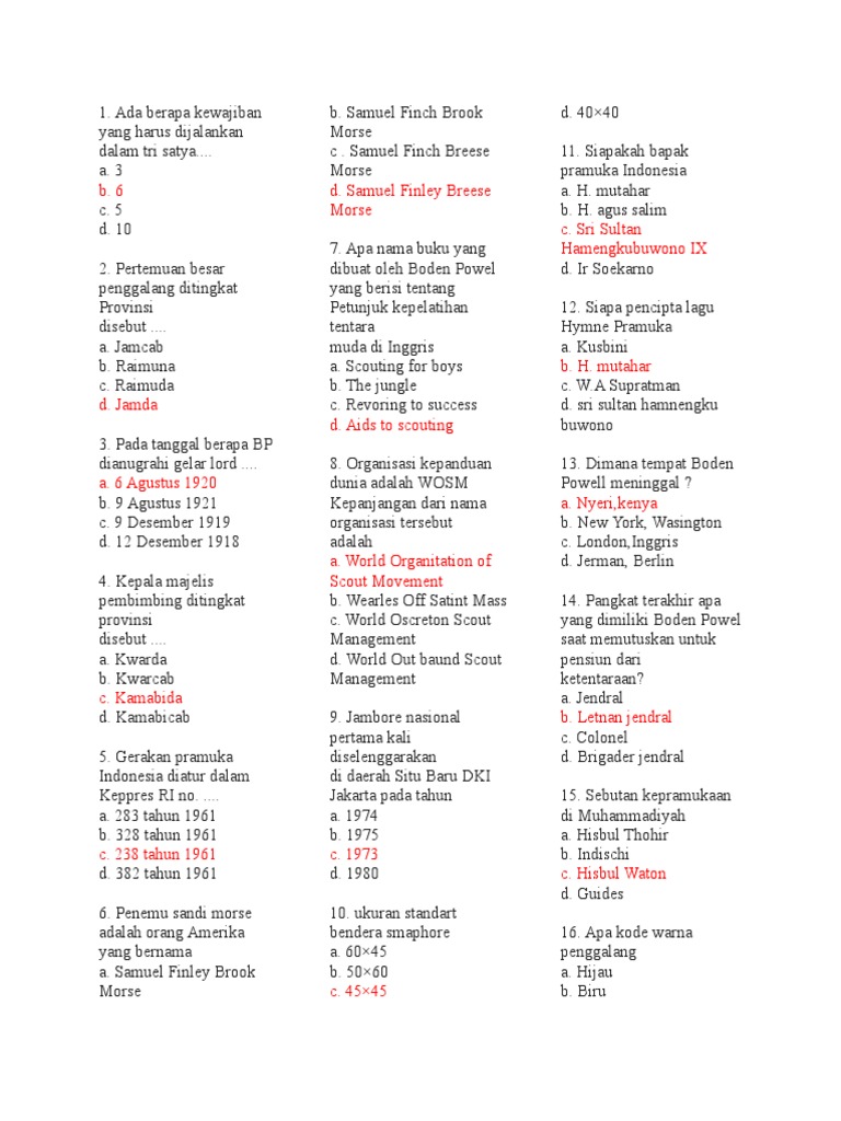 Kumpulan Soal Soal Pramuka