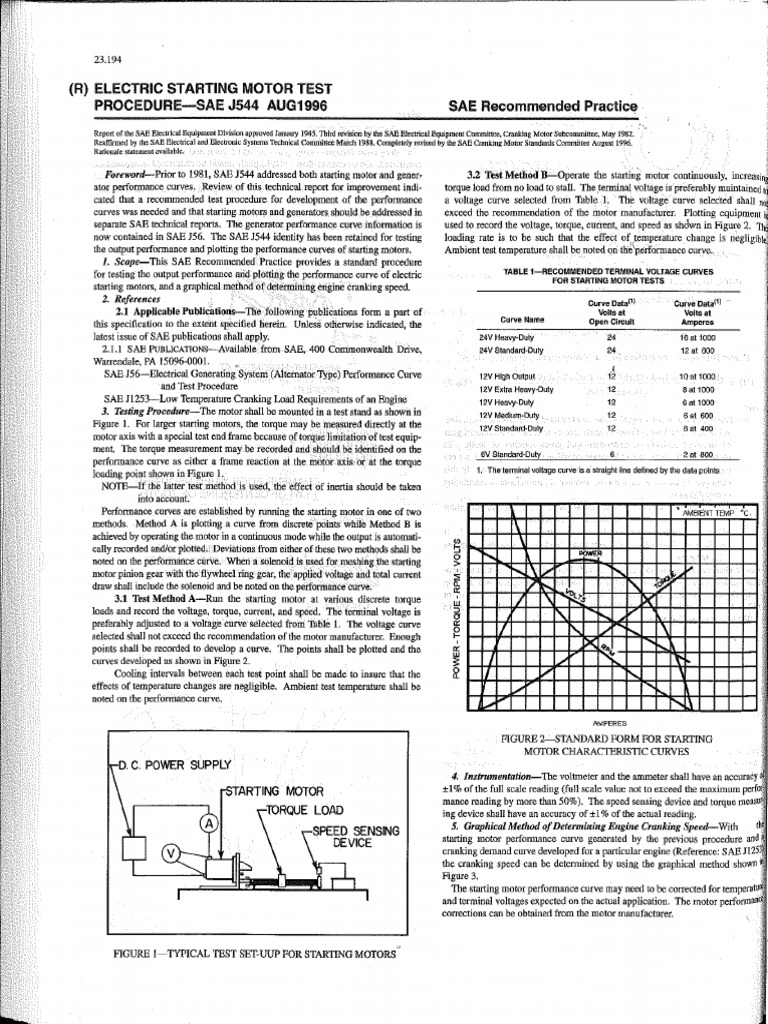 J544 - Elec Starting Motor Test Procedure | PDF