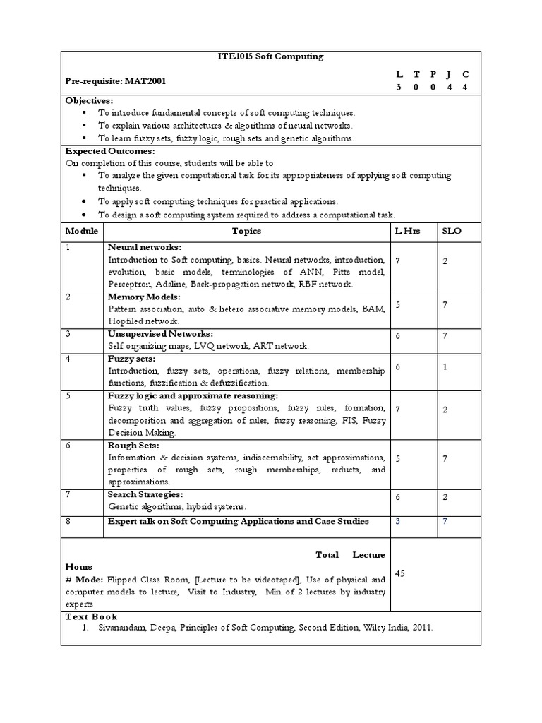 Soft Computing Techniques Course Overview | PDF | Fuzzy Logic ...