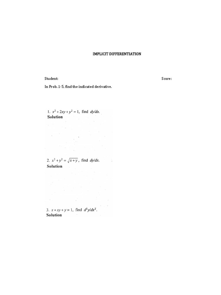 Implicit differentiation pdf