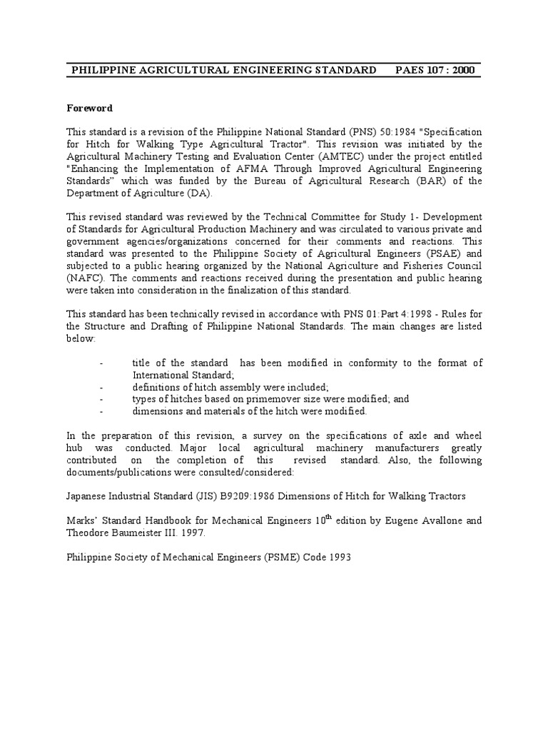 Philippine Agricultural Engineering Standard Paes 107 2000 PDF