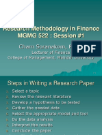 Research Methodology in Finance MGMG 522: Session #1: Charn Soranakom, PH.D